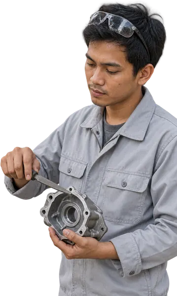 Ilustrasi pekerja Gijinkoku Manufaktur Perakitan Mesin dan Finishing